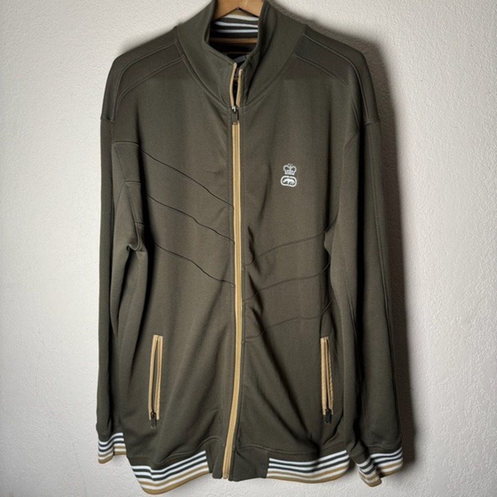 Ecko Unltd. Men's Track Jacket Full Zip Olive‎ Green Crown Logo L